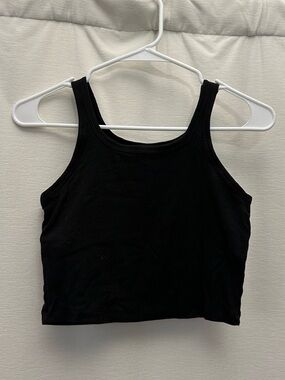 PINK Victoria’s Secret Black Ribbed Tank Crop Top